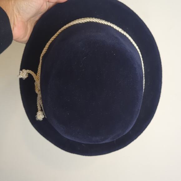 Vintage Navy Blue Velour Made In France Mod Twee Hat